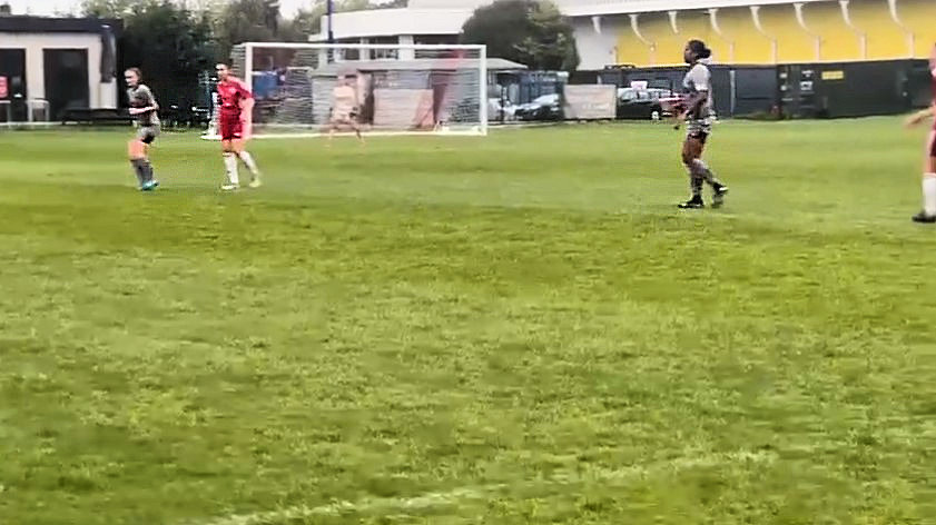 Chloe Gormley (grey) battling away at Welling Utd