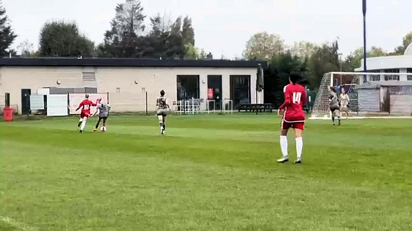 Grace Alexander (grey) battling away at Welling Utd