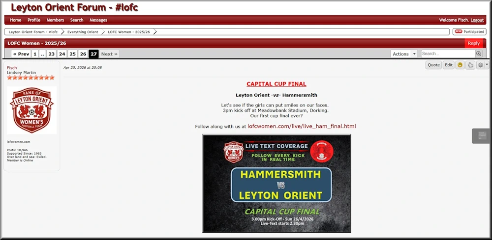 LOFC Women thread on the 'Mungo' message board