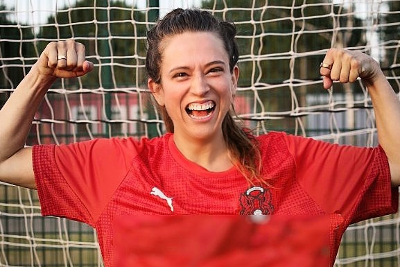 Stephanie McCaffrey (Green kit) in FA Cup action last Sunday in Norfolk. 