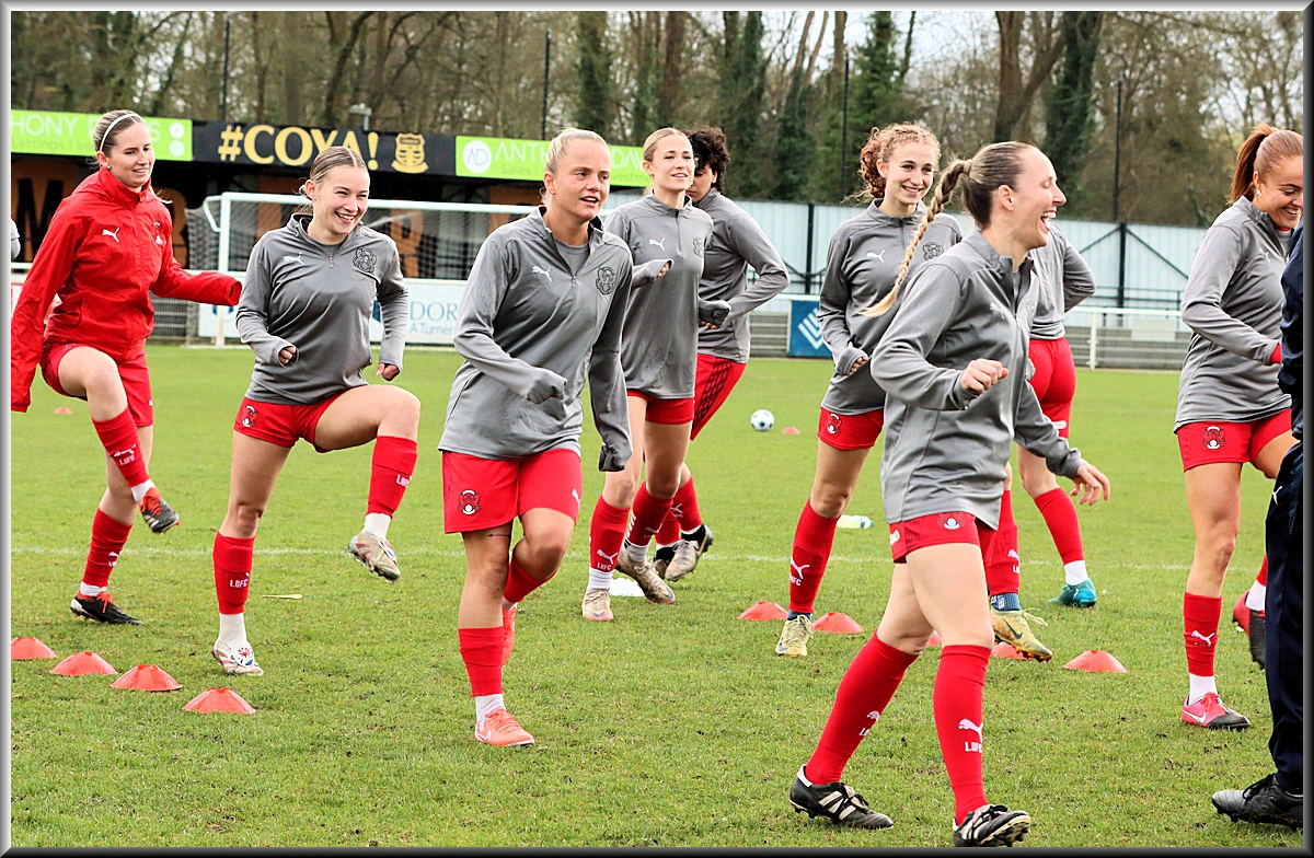 Smiles all round during the warm-up.