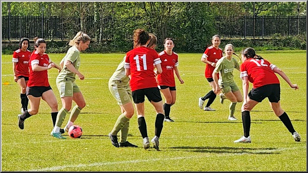 Flo Gamby, Grace Gillard (hidden) and Hayley West in ''none may pass'' mood.