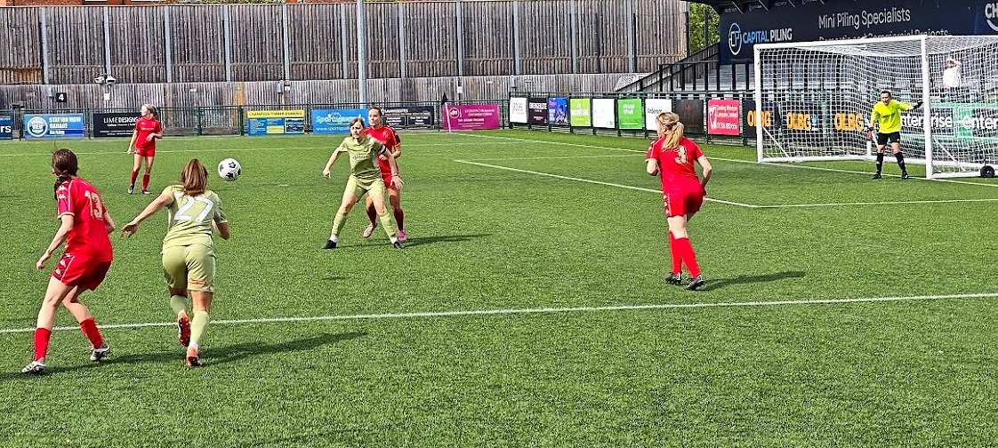 Steph McCaffrey (27) moves in to crate an early chance, she;s assisted by skipper Grace Gillard who played as a No 9.
