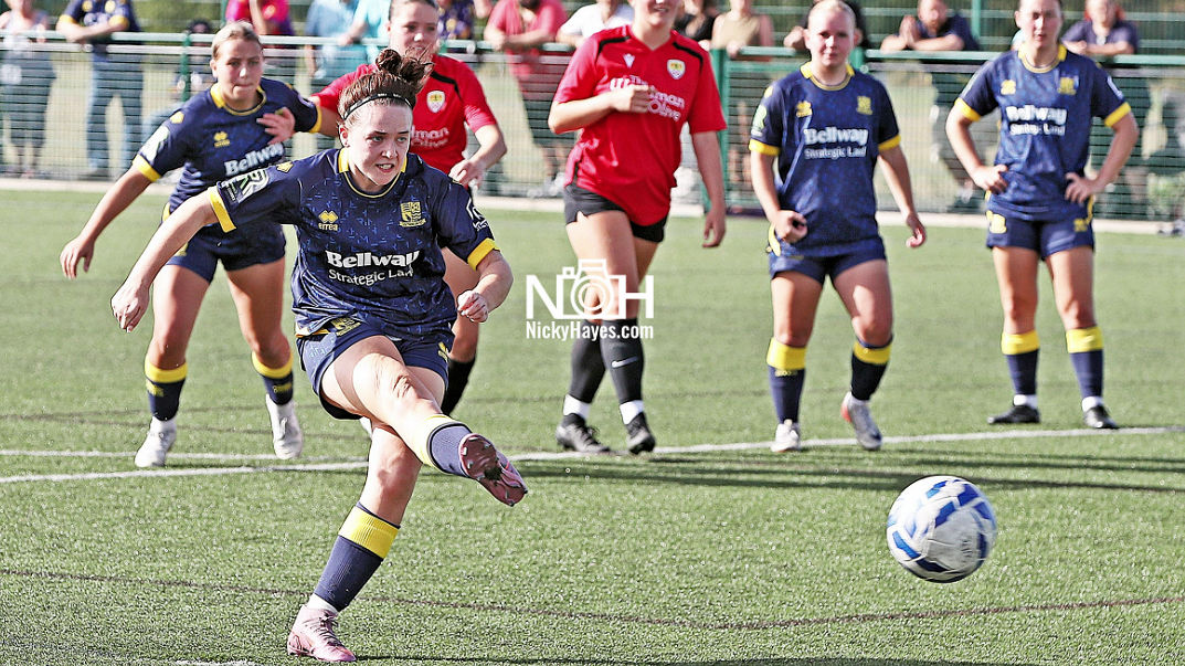Darcy Drewitt showing the determination as she converts a penalty